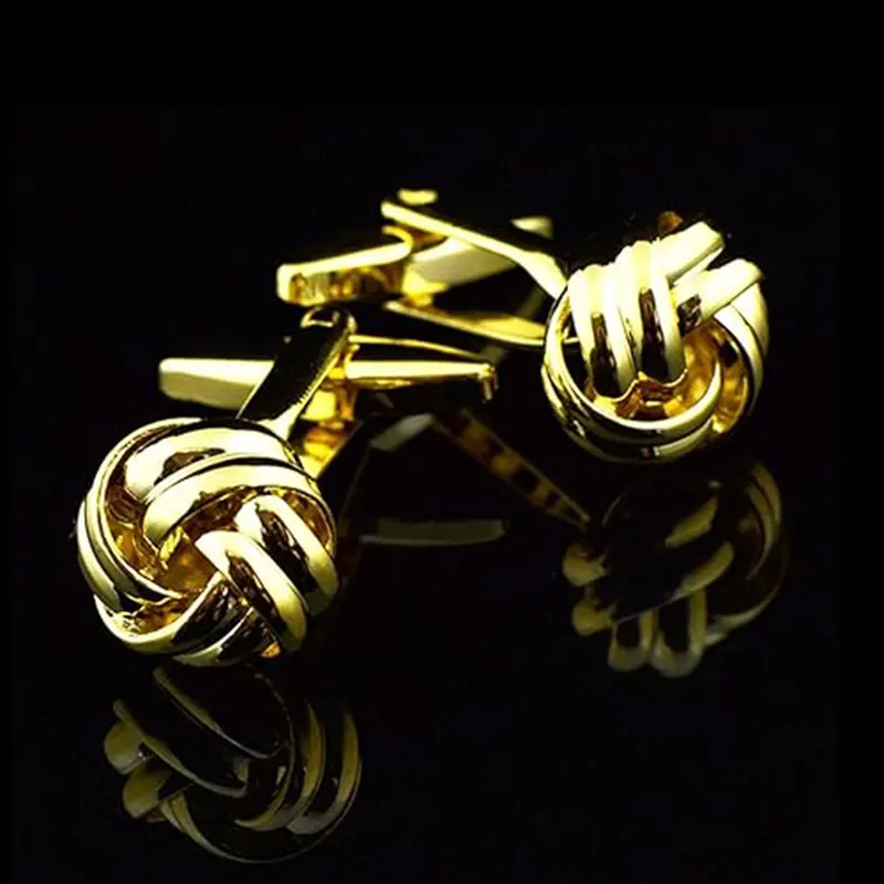 Knot Design Twist Mechanism Gold-tone Men's Fashion Cufflinks